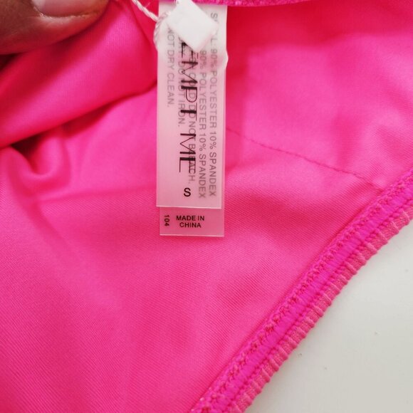 One-Shoulder Ribbed Bikini Set Swimwear Pink Womens Size S - Picture 3 of 7